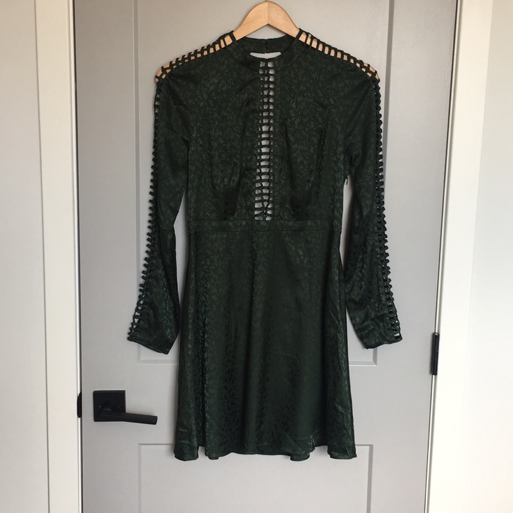 Free People Green Satin Mini Dress Size 6